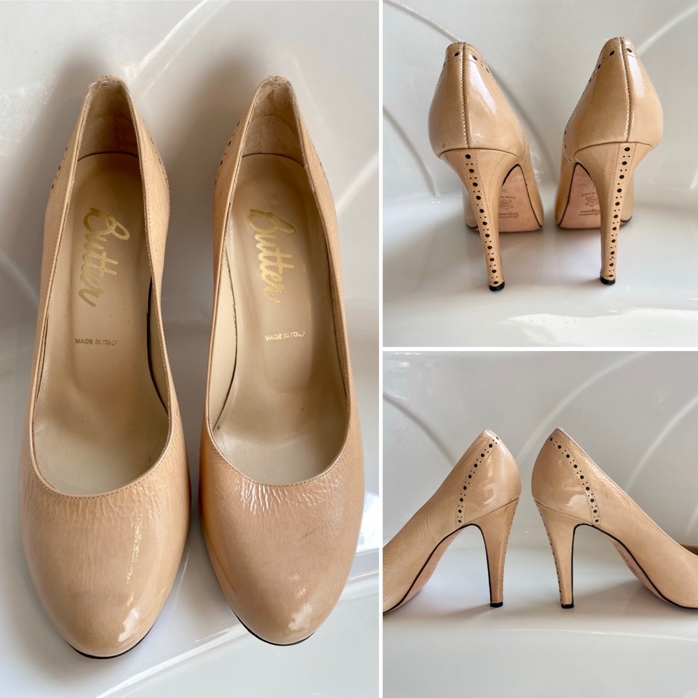 Nude Soft Leather Pumps with Laser Cut Details